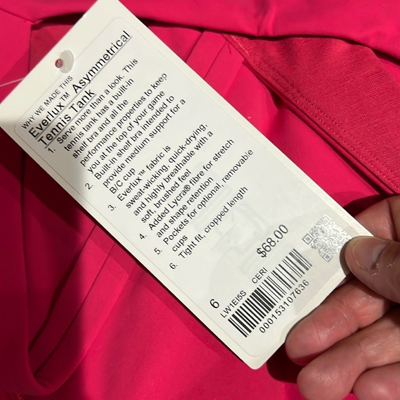 Lululemon Everlux Asymmetrical Tennis Tank size 6 in cherry mist - Picture 4 of 7